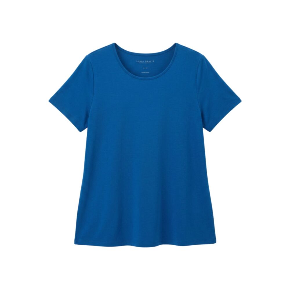 Susan Graver Modern Essentials Liquid Knit Scoop Neck Tee Royal Blue XLP